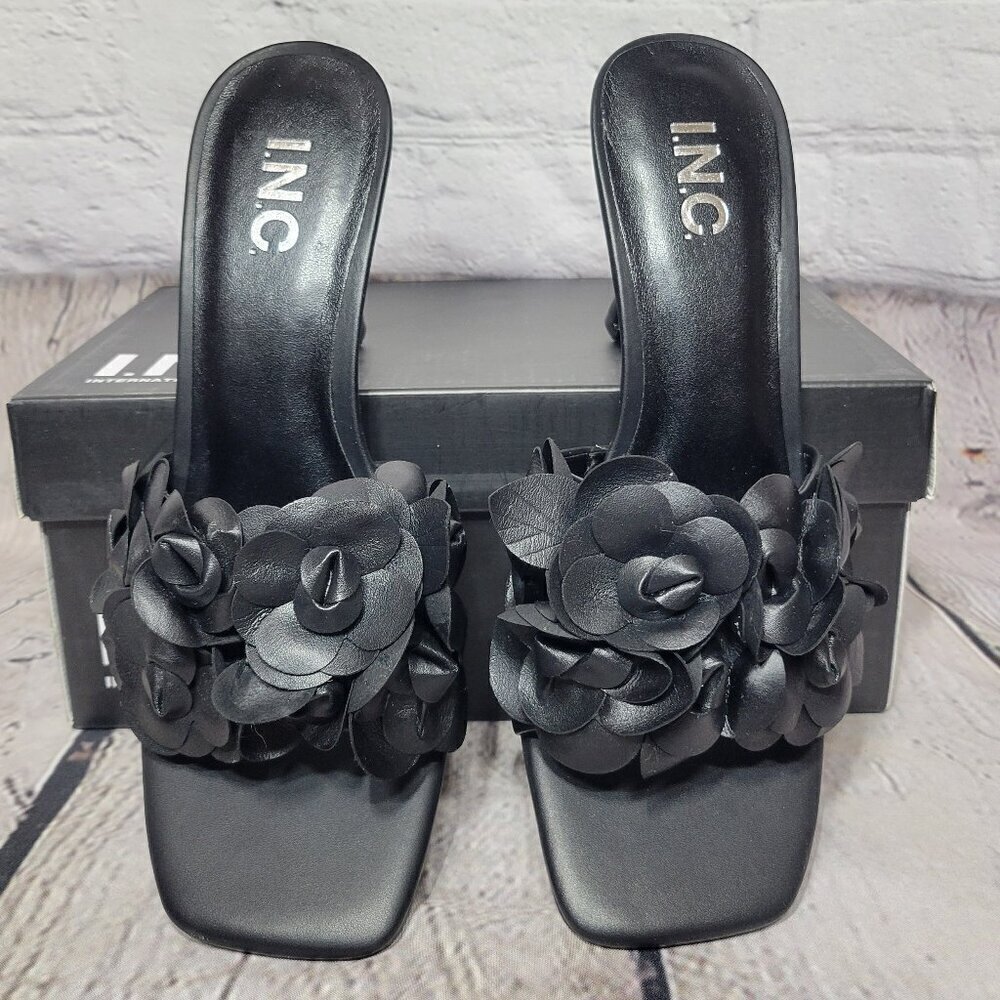 INC International Concepts Women's Weslyn Flower-Trim Slide Sandals - Picture 1 of 7